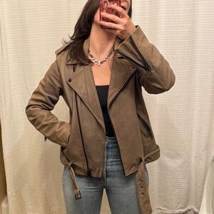 Current Elliot The Prospect Leather Biker Jacket in Castle